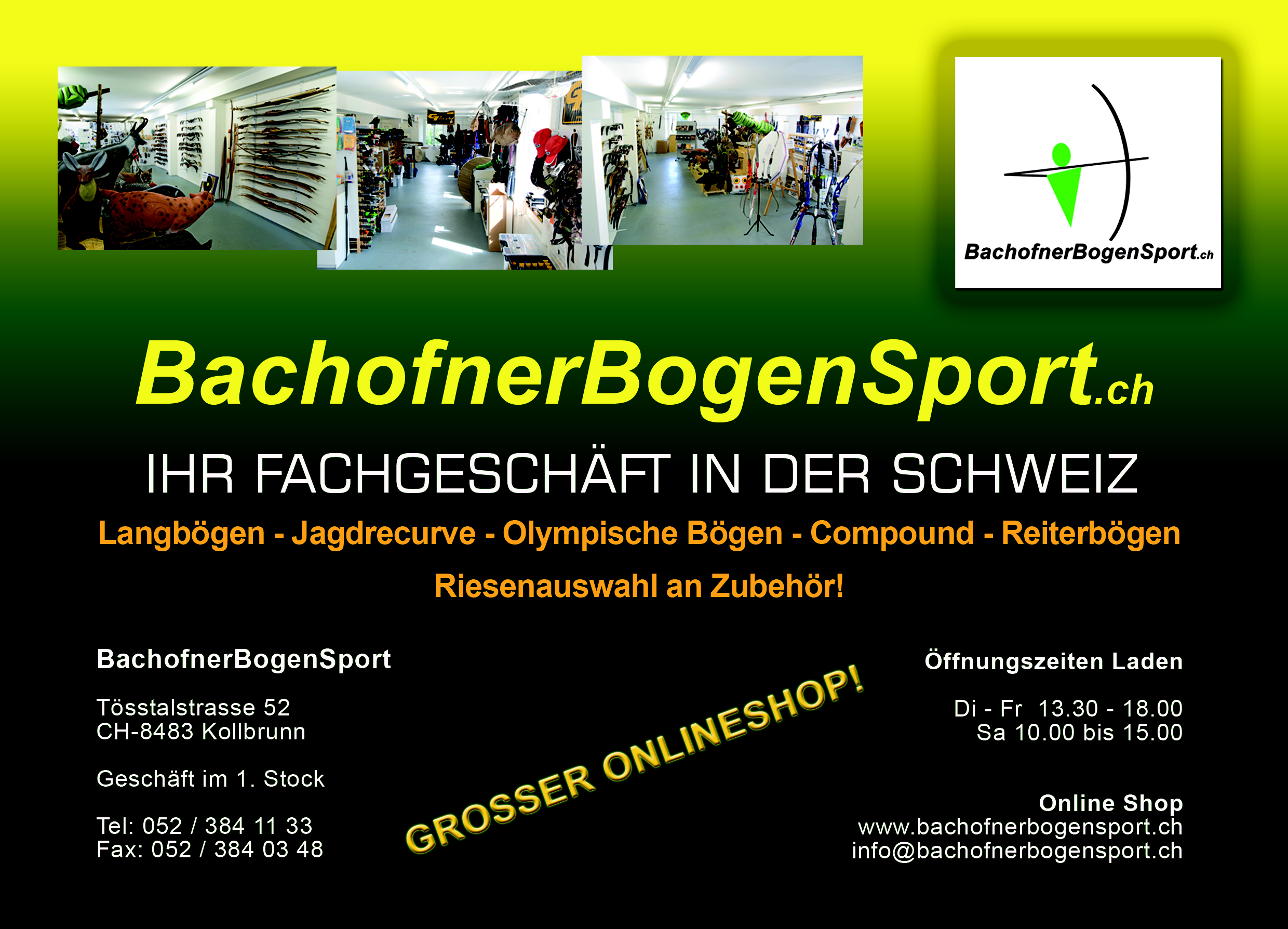 Advertisement www.Bachofnerbogensport.ch A5 quer fr Download von Bogensportinserate