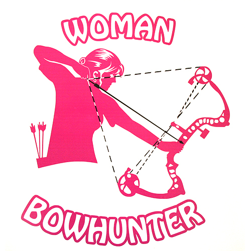 Woman Bowhunter Aufkleber 8 x 8 Pink/Weiss