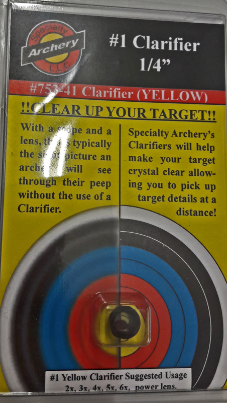 SPECIALTY ARCHERY CLARIFIER #1 YELLOW 3/32"= MAKES TARGET CRYSTAL CLEAR! 