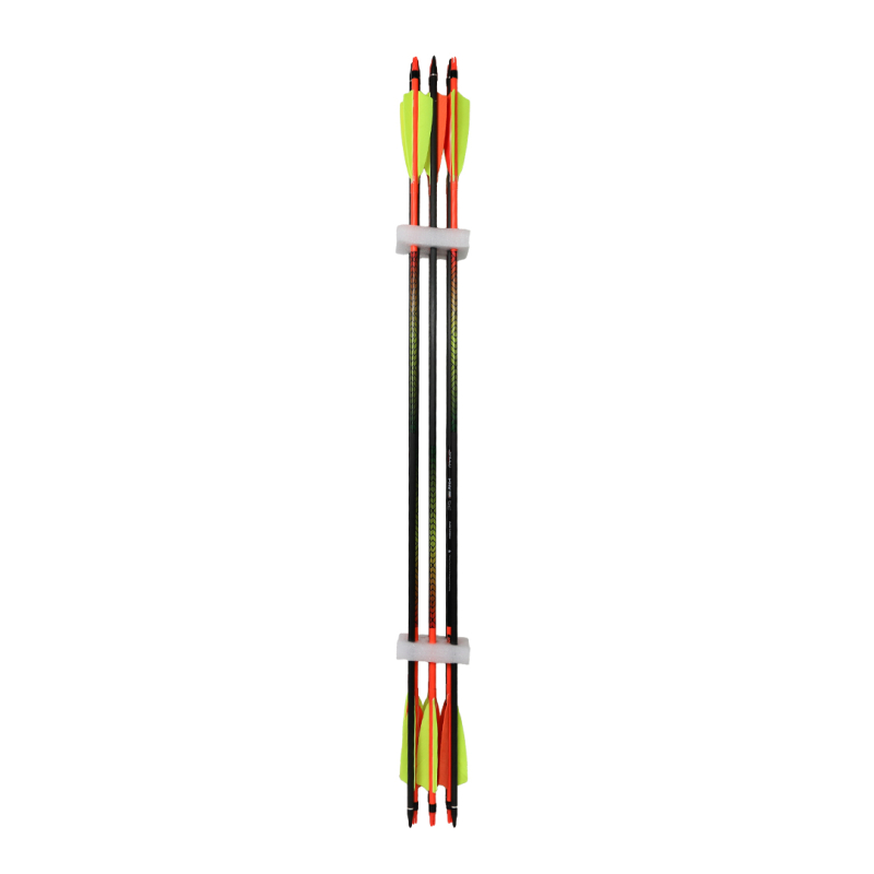Shocq Komplettpfeil Pavo 6.2 gelb mit Naturfedern, Pin, Nocke,  Prot.Ring & Spitze, L�nge 32
