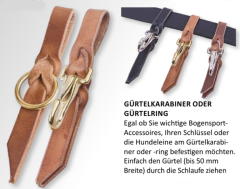 Horse Gear Grtelkarabiner vernickelt an Lederschlaufe Braun